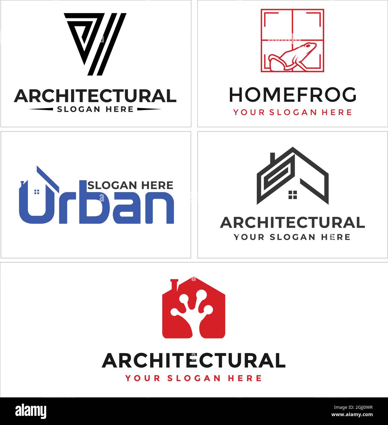 Architectural home frog vector logo design Stock Vector