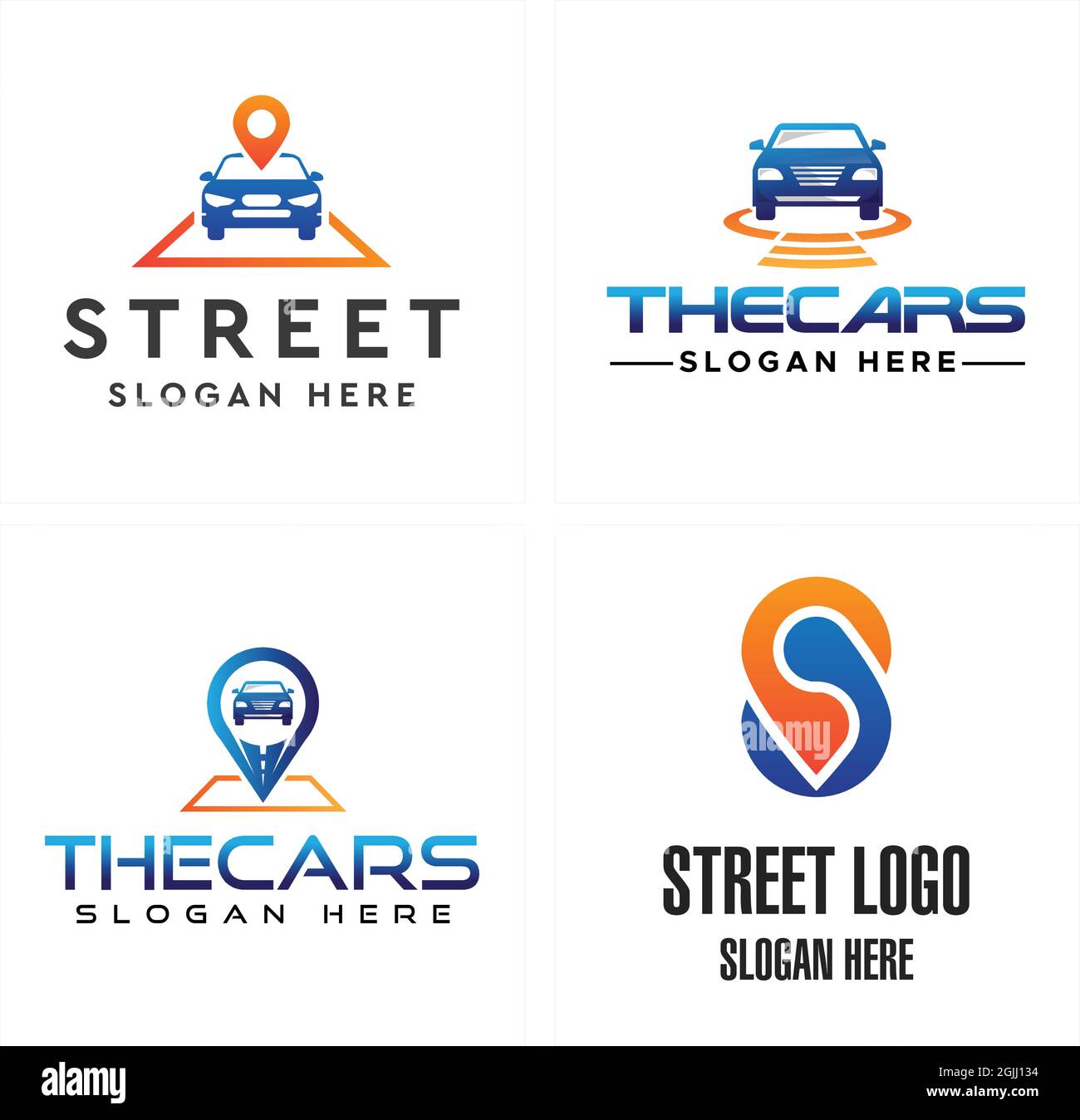 Automotive car pinpoint street logo design Stock Vector