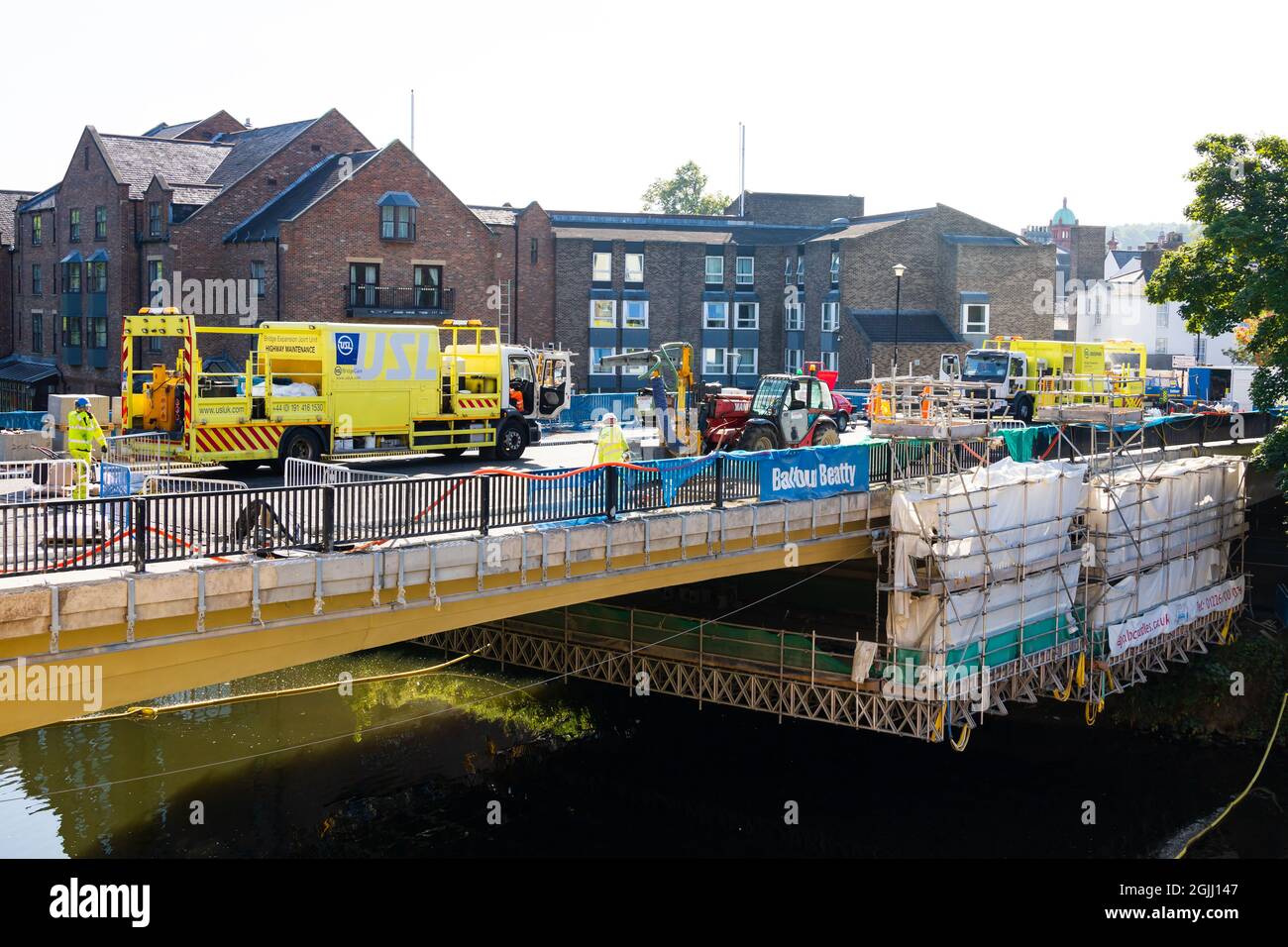 Major Work on the New Elvert bridge over the River Wear. Durham, County Durham, England Stock Photo