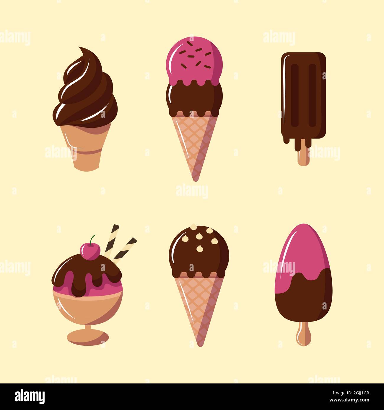 Flat ice cream set Vector illustration Stock Vector Image & Art - Alamy