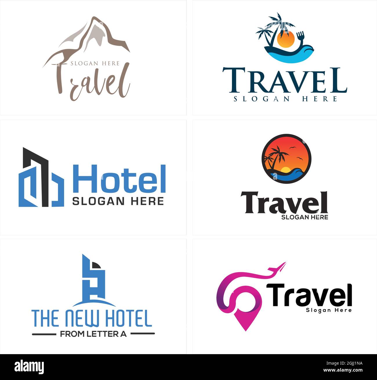 Travel hotel sea beach mountain adventure logo design Stock Vector
