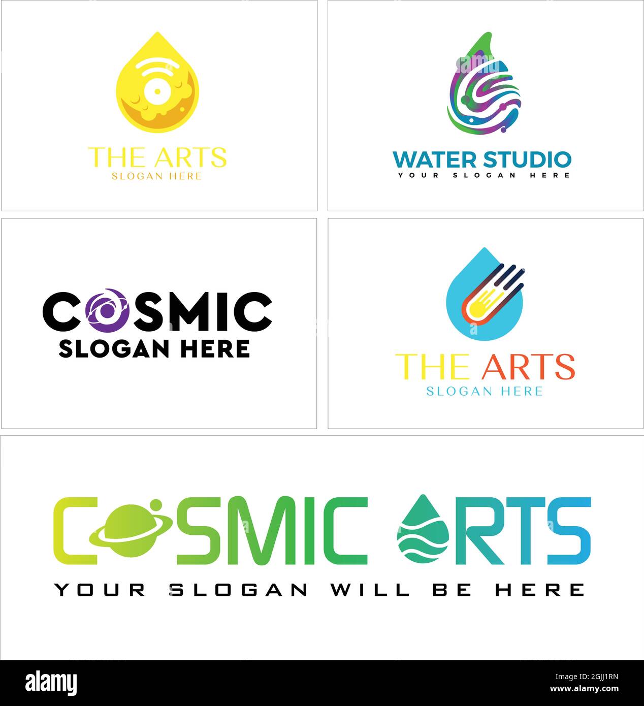 Arts water planet icon logo design Stock Vector