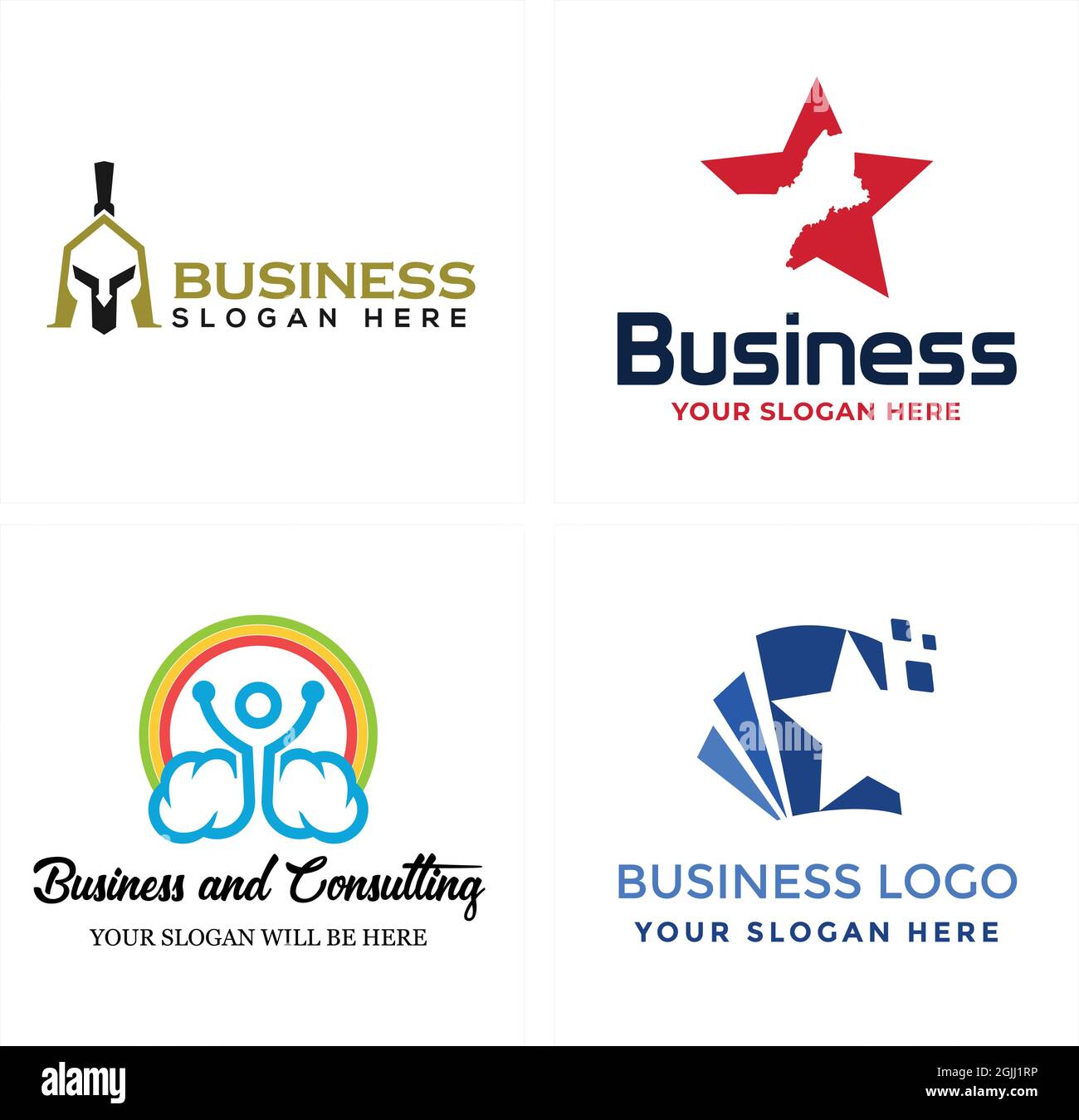 Business consulting agency helmet spartan logo design Stock Vector