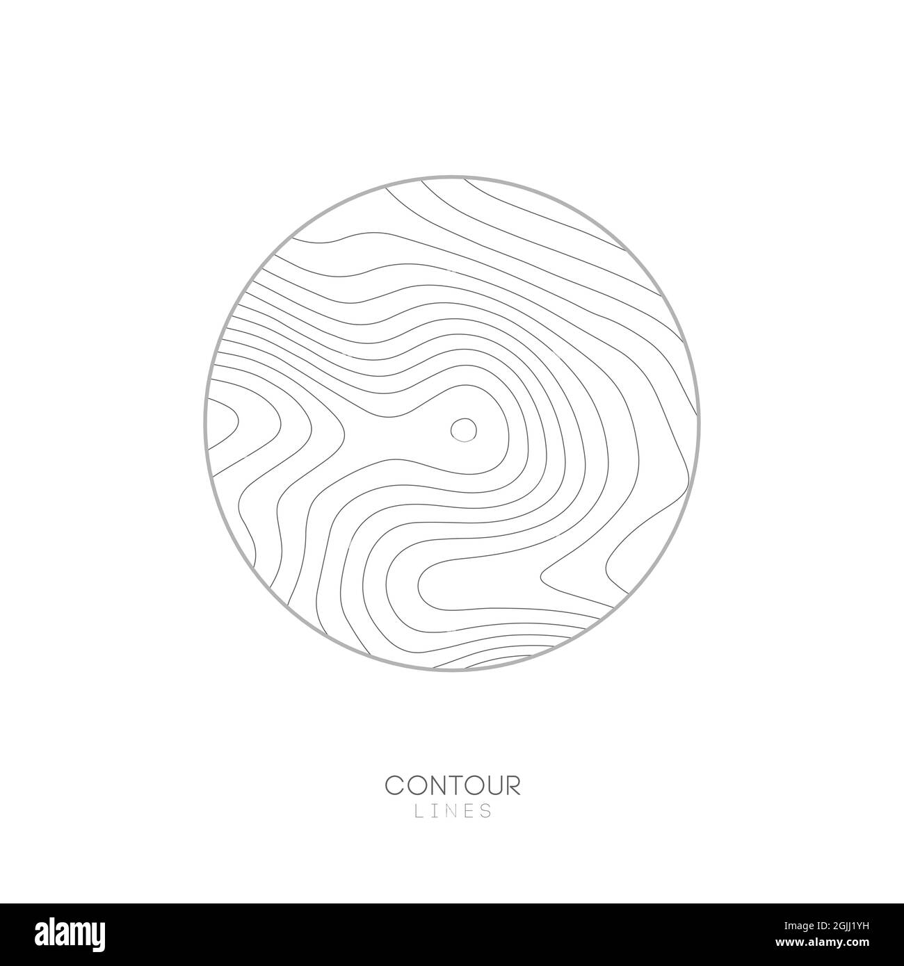 White Topographic map circle logo concept.Topo map elevation lines. Contour vector abstract
