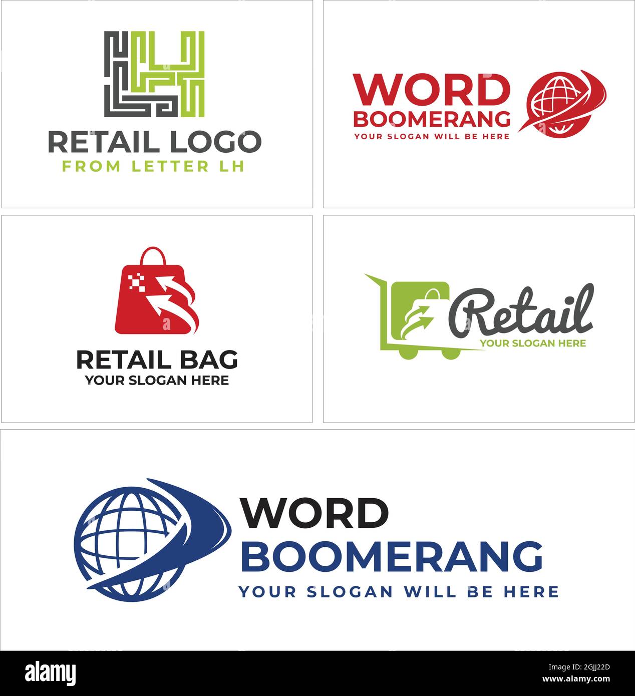 Retail world bag shopping logo design Stock Vector