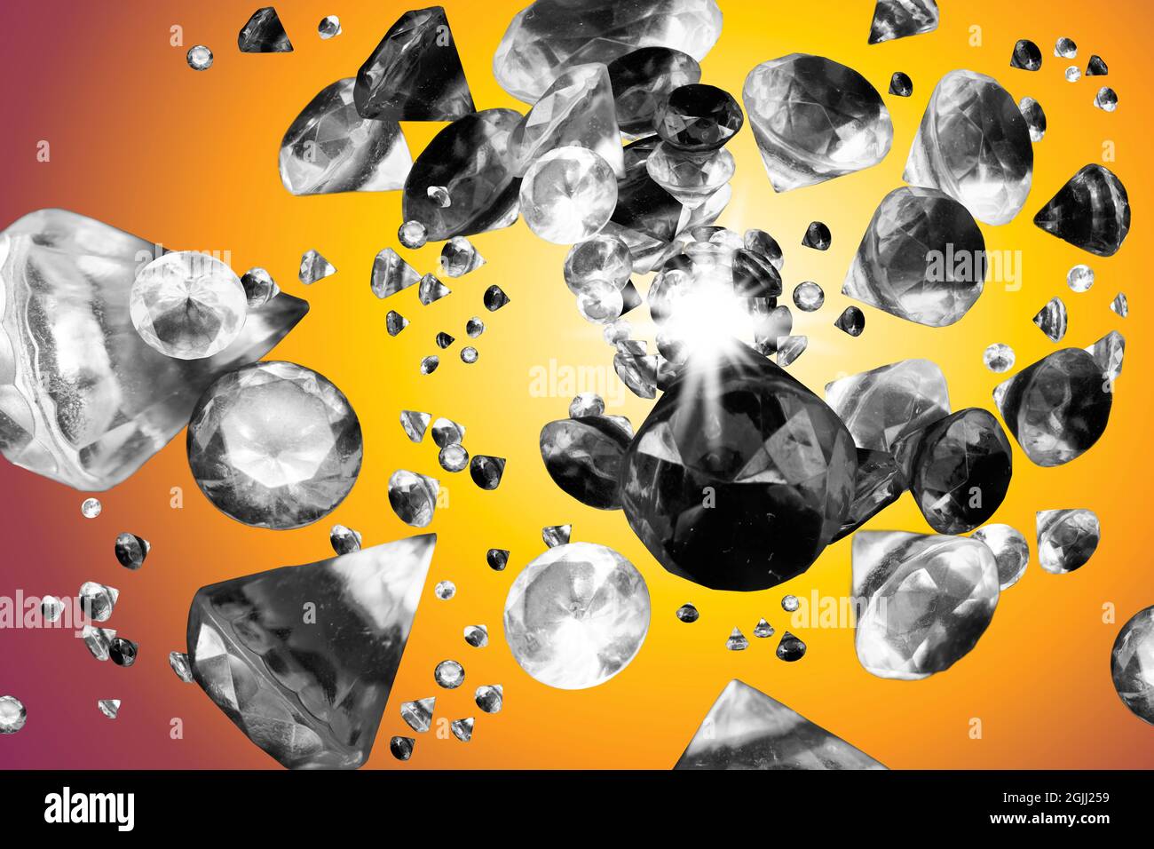 Black diamonds on a brightly lit orange background Stock Photo Alamy