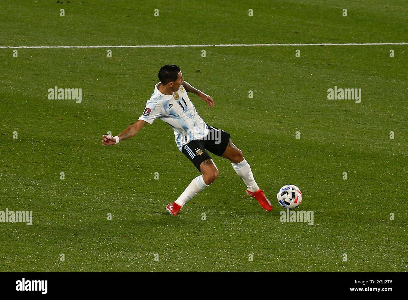 Buenos Aires, Argentina. 09th Sep, 2021. BUENOS AIRES - SEPTEMBER 9: Forward Angel Di María (11) of Argentina controls the ball during a match between Argentina and Bolivia as part of South American Qualifiers for Qatar 2022 at Estadio Monumental Antonio Vespucio Liberti on September 9, 2021 in Buenos Aires, Argentina. (Photo by Florencia Tan Jun/PxImages) Credit: Px Images/Alamy Live News Stock Photo