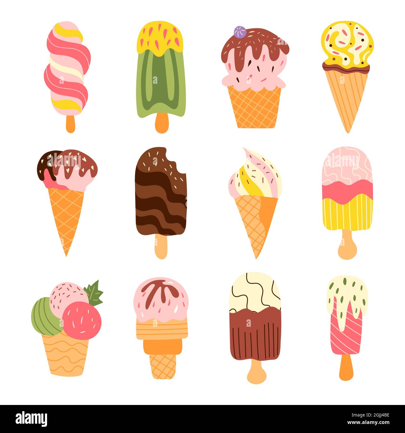 Hand drawn ice cream set Vector illustration Stock Vector Image & Art ...