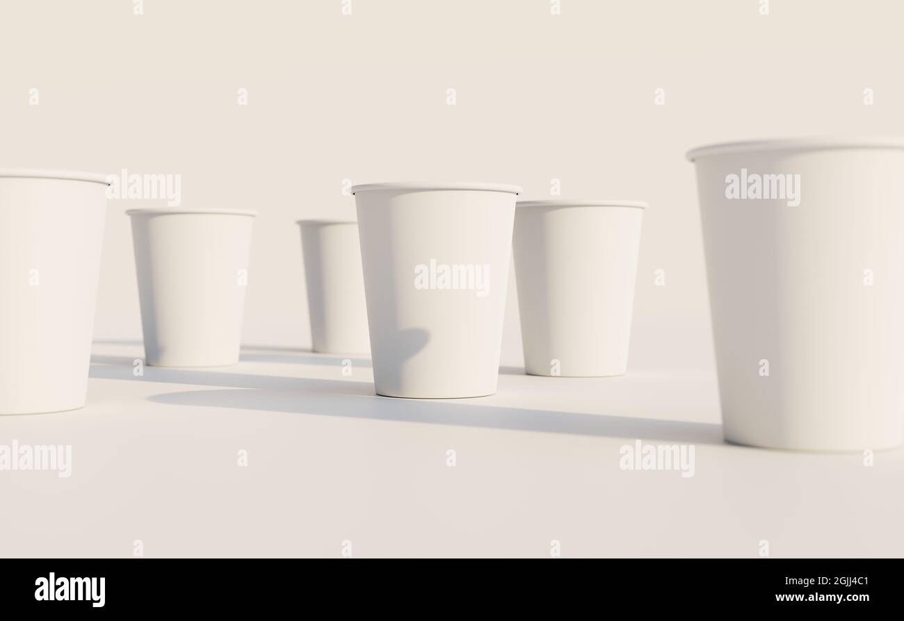 Paper coffee cups blank mock up. 3D rendering illustration Stock Photo ...