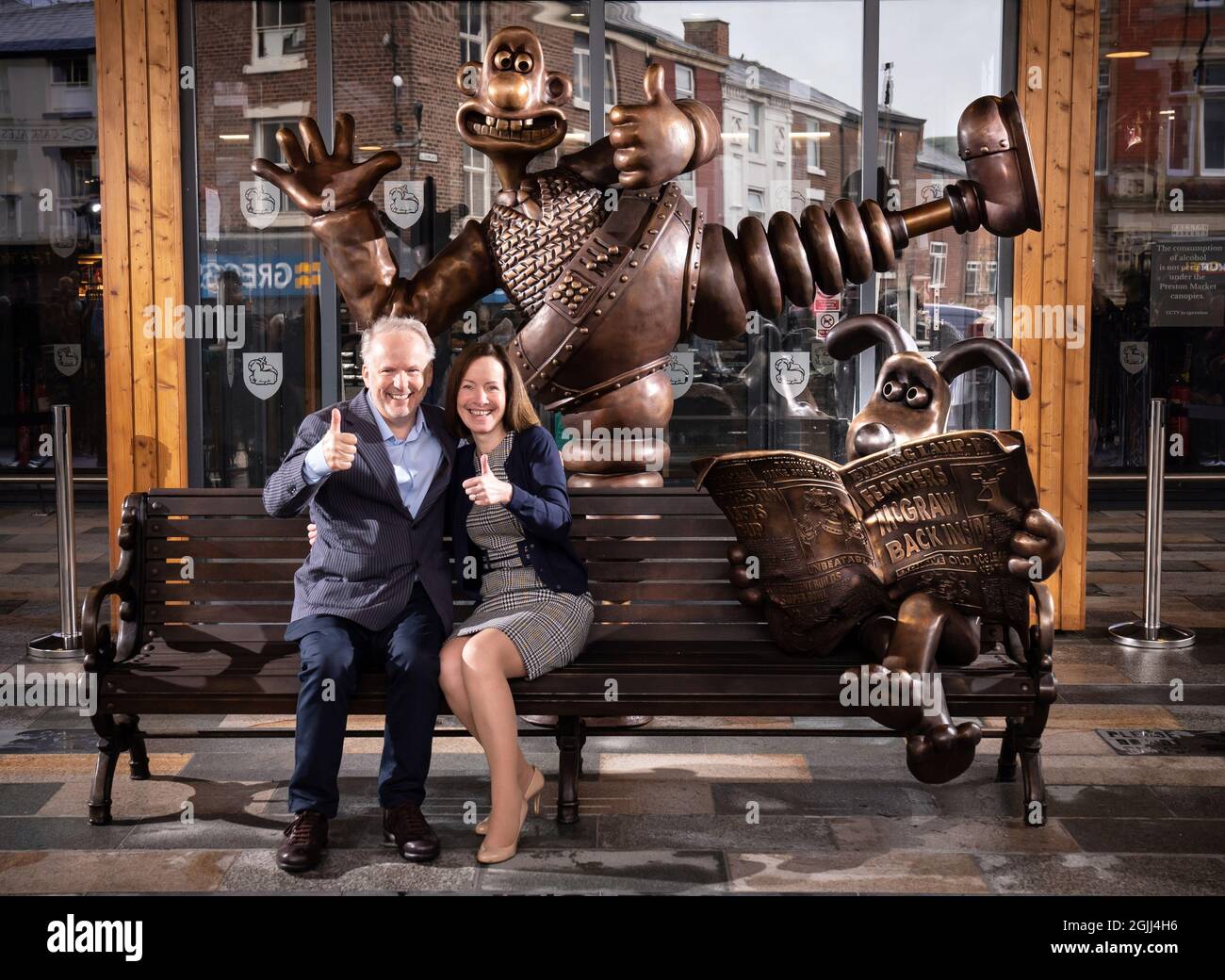 Nick Park, creator of Wallace and Gromit, Aardman Animations sits with