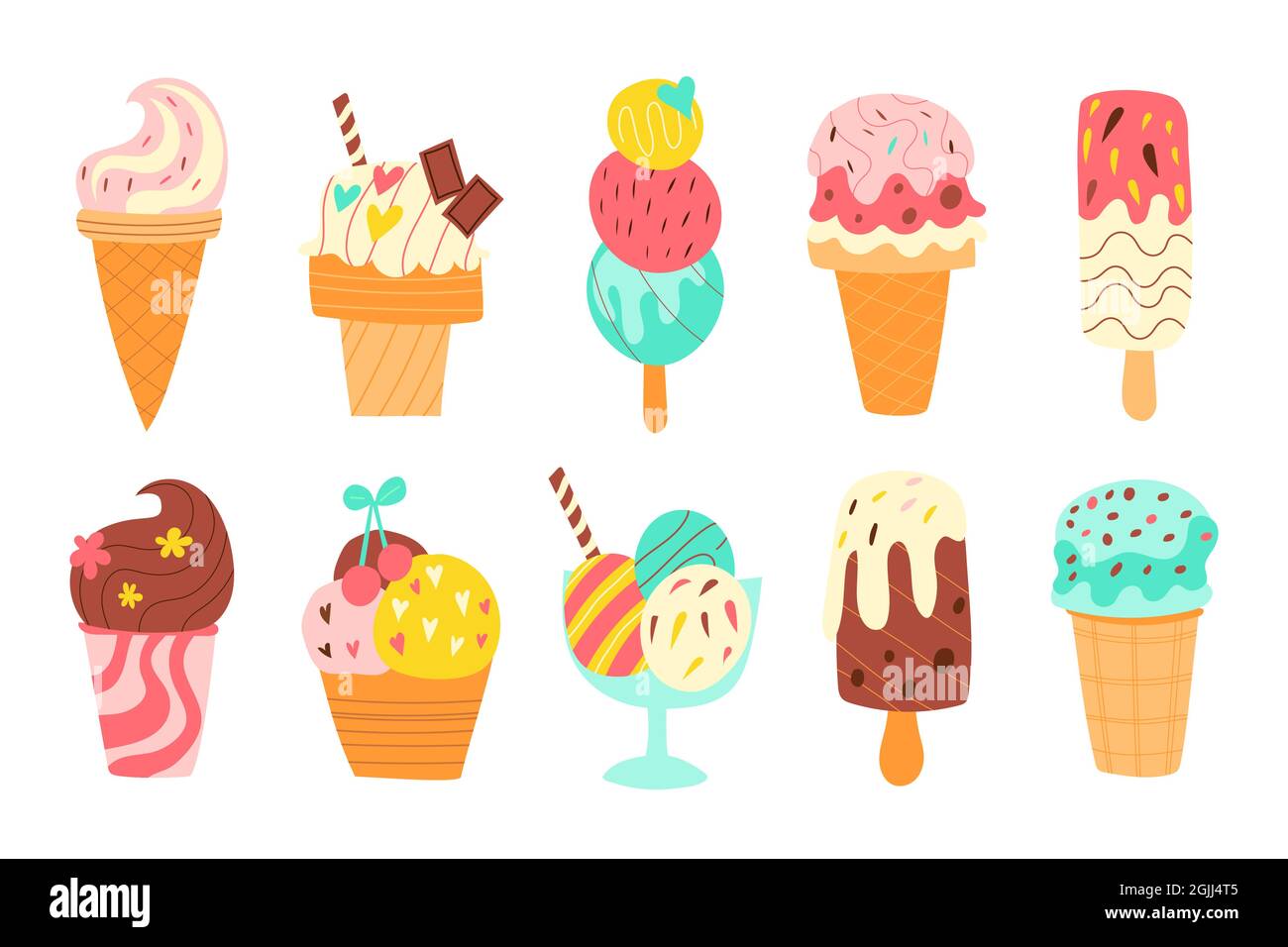 Hand drawn ice cream set Vector illustration Stock Vector Image & Art ...