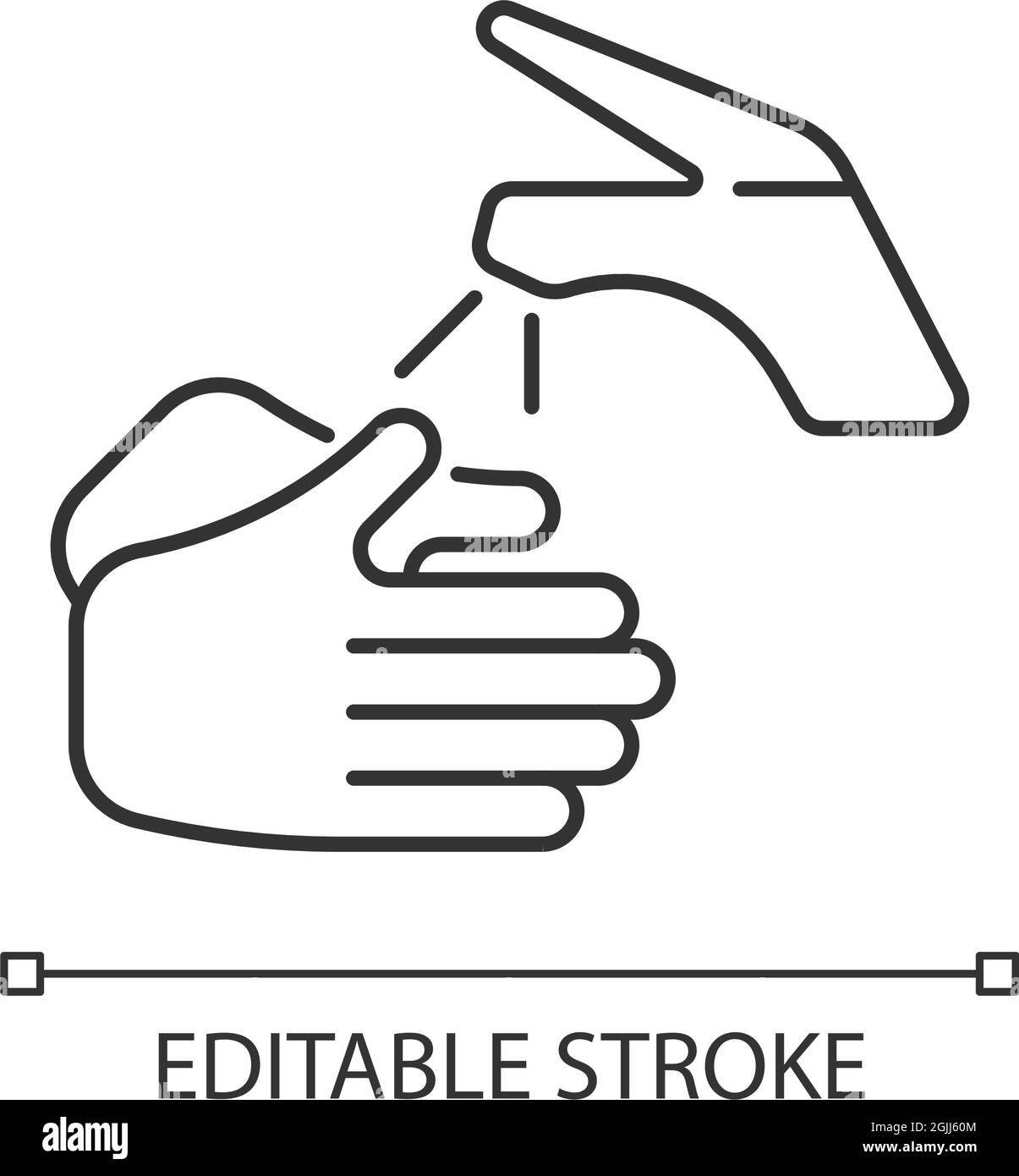 Wetting hands with water linear icon Stock Vector