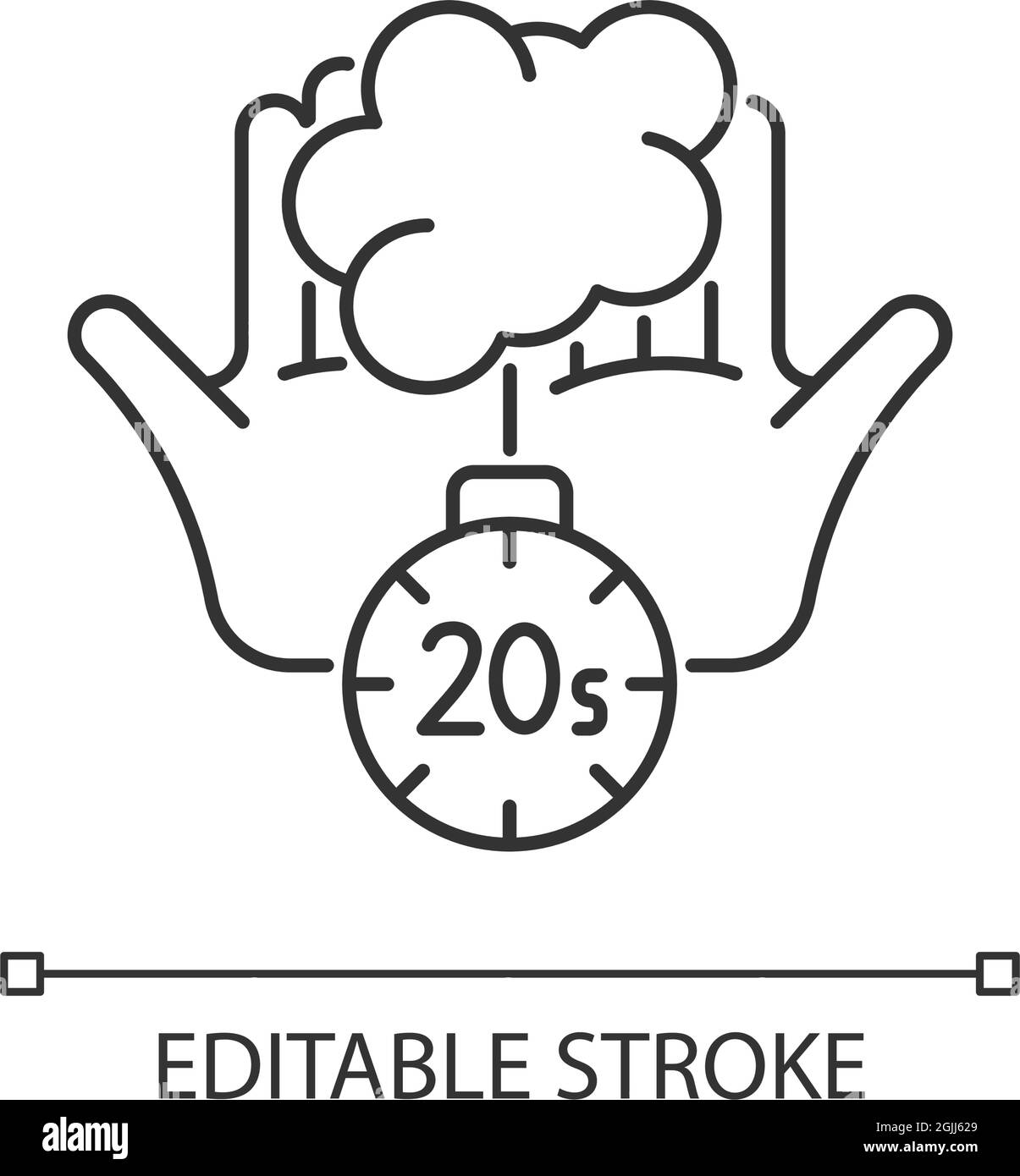 Scrub hands for twenty seconds linear icon Stock Vector
