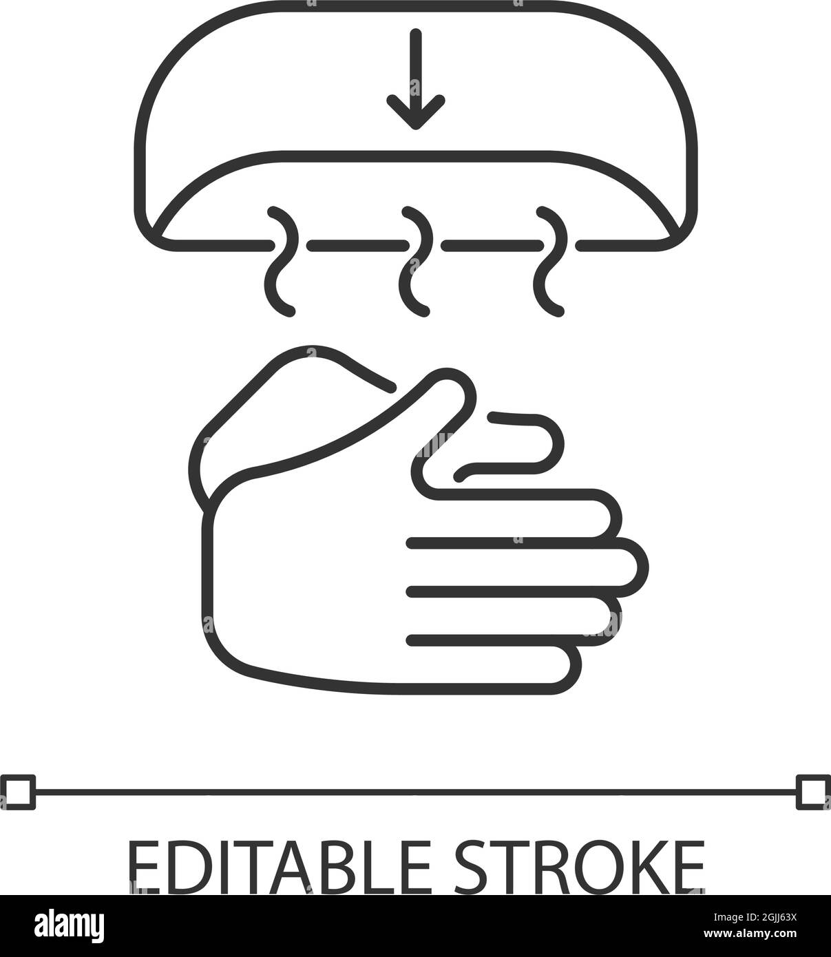 Air dry hands linear icon Stock Vector