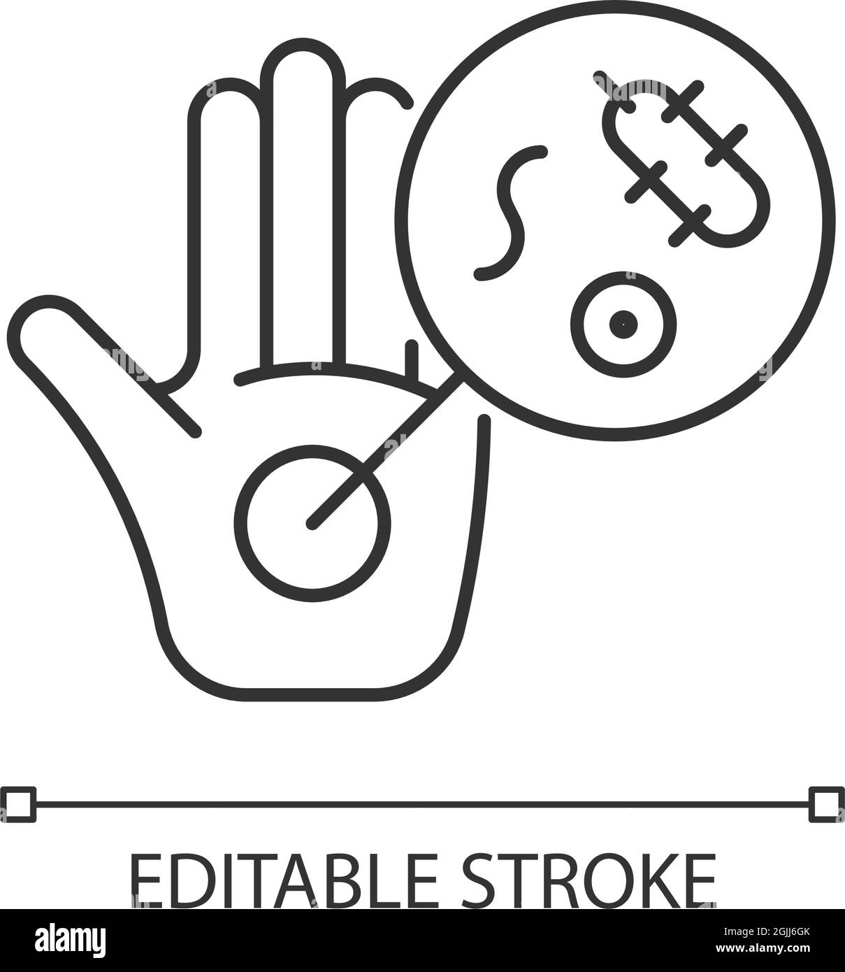 Dirty hands linear icon Stock Vector