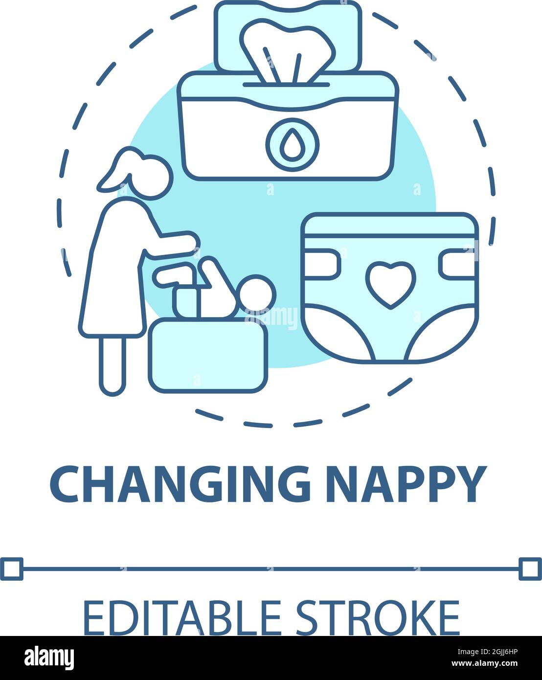 Changing nappy blue concept icon Stock Vector