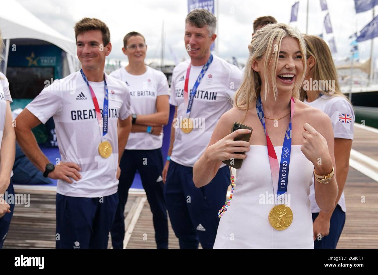 Georgia Toffolo (right), wearing the Olympic gold medal of Eilidh ...
