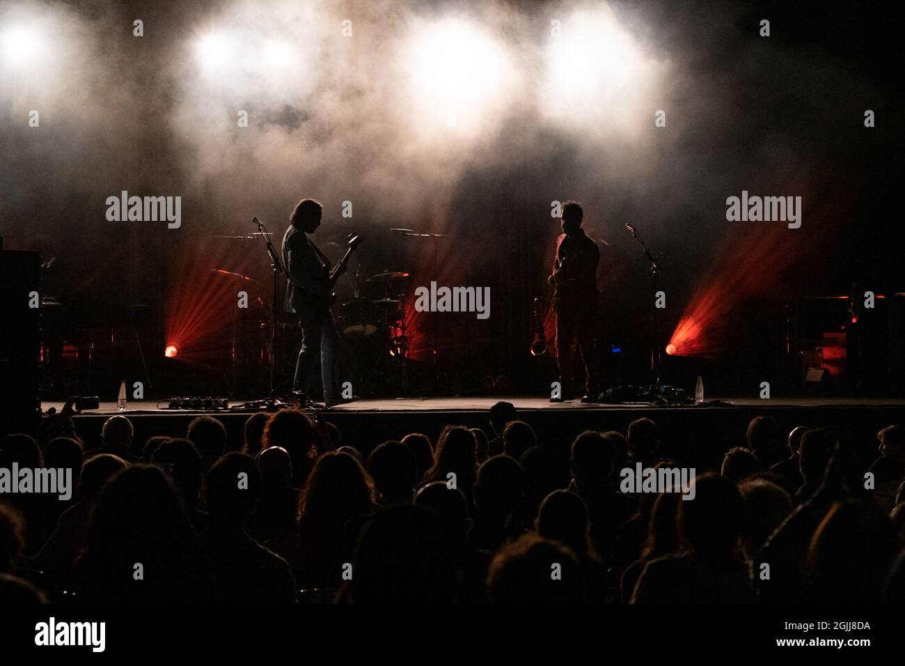 Casertavecchia, Italy. 09th Sep, 2021. The duet Colapesce and Dimartino in concert in Casertavecchia for the event 'Settembre al Borgo 2021'. (Photo by Gennaro Buco/Pacific Press) Credit: Pacific Press Media Production Corp./Alamy Live News Stock Photo