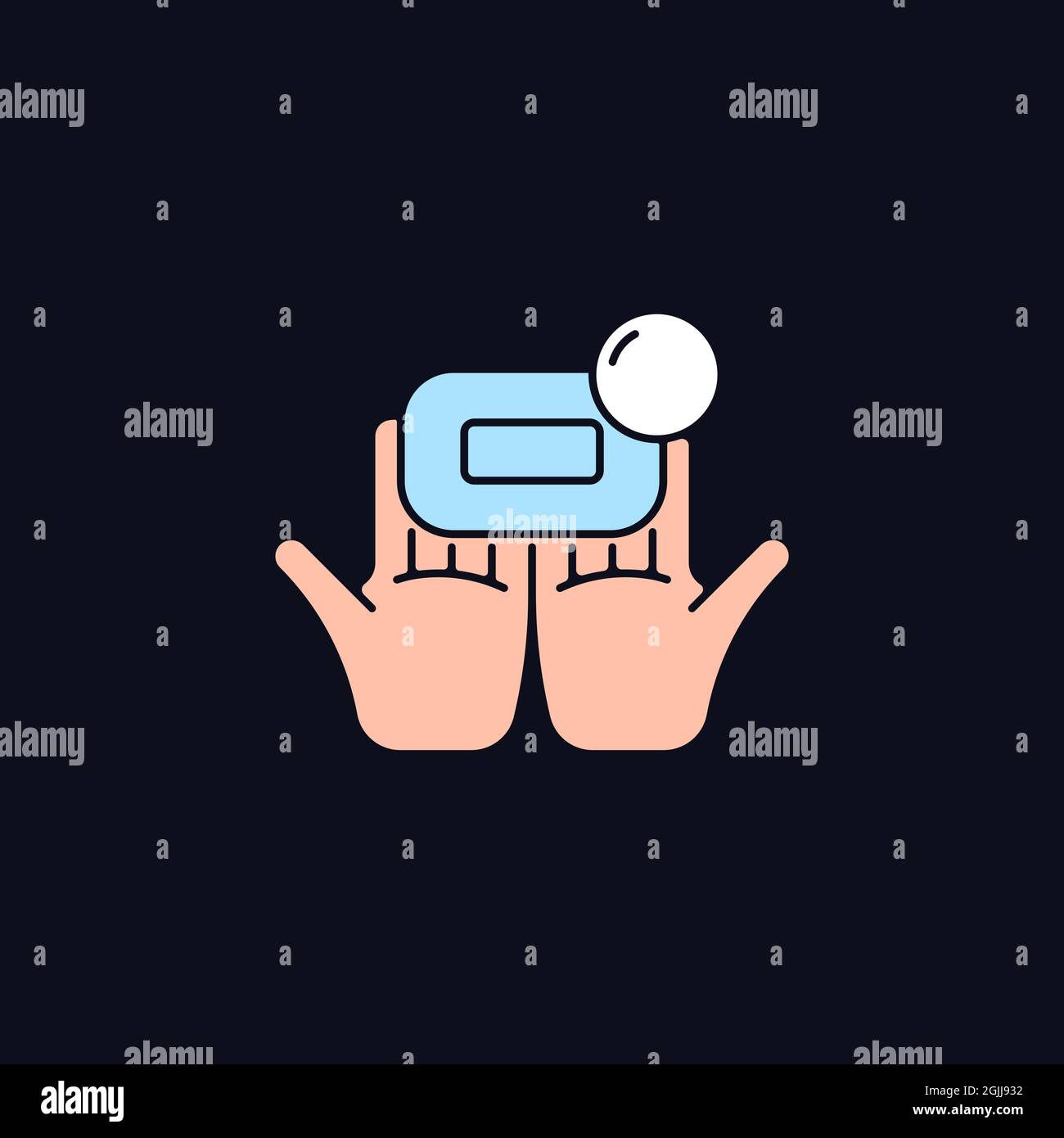 Washing with brick soap RGB color icon for dark theme Stock Vector