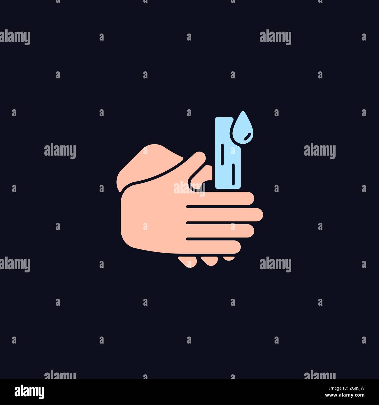 Rub palms together RGB color icon for dark theme Stock Vector