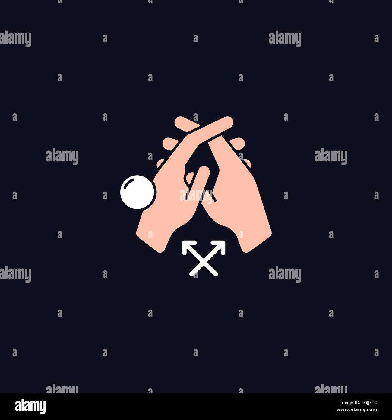 Interlink fingers RGB color icon for dark theme Stock Vector
