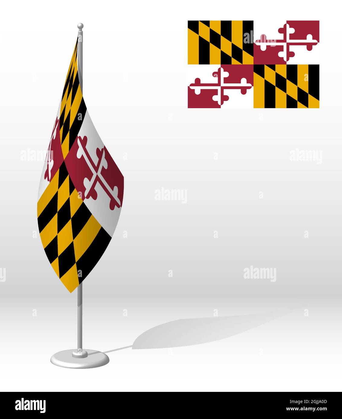 flag of american state of Maryland on flagpole for registration of