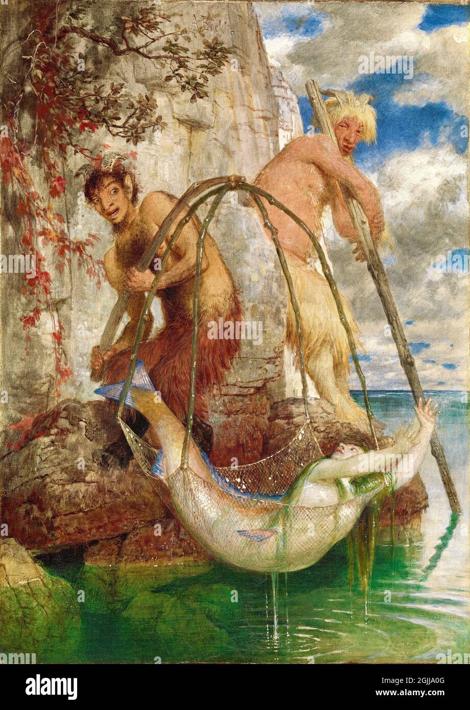 https://c8.alamy.com/comp/2GJJA0G/arnold-bcklin-artwork-two-fishing-pans-1874-two-fishermen-net-a-mermaid-2GJJA0G.jpg