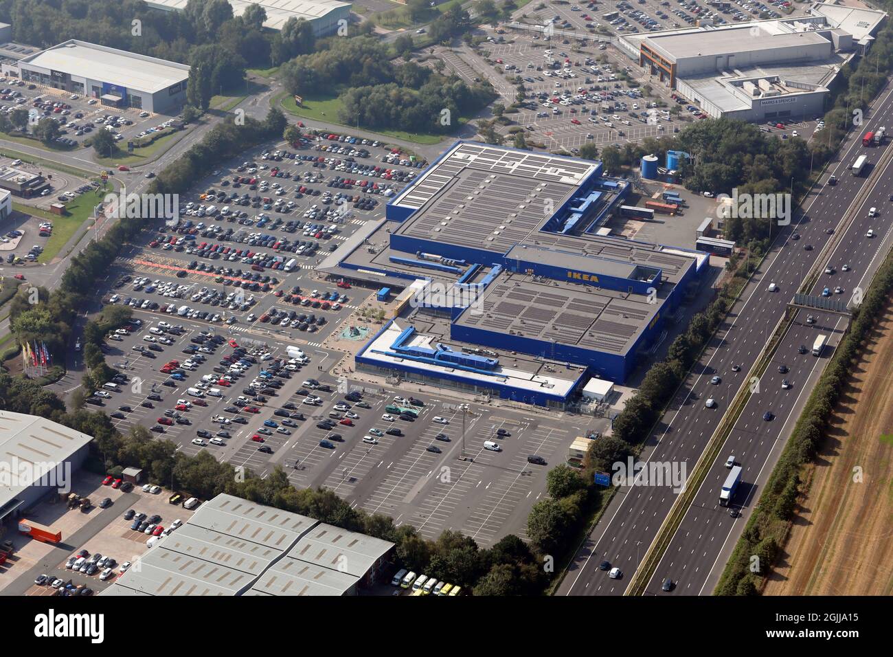 aerial view of the Warrington IKEA store Stock Photo