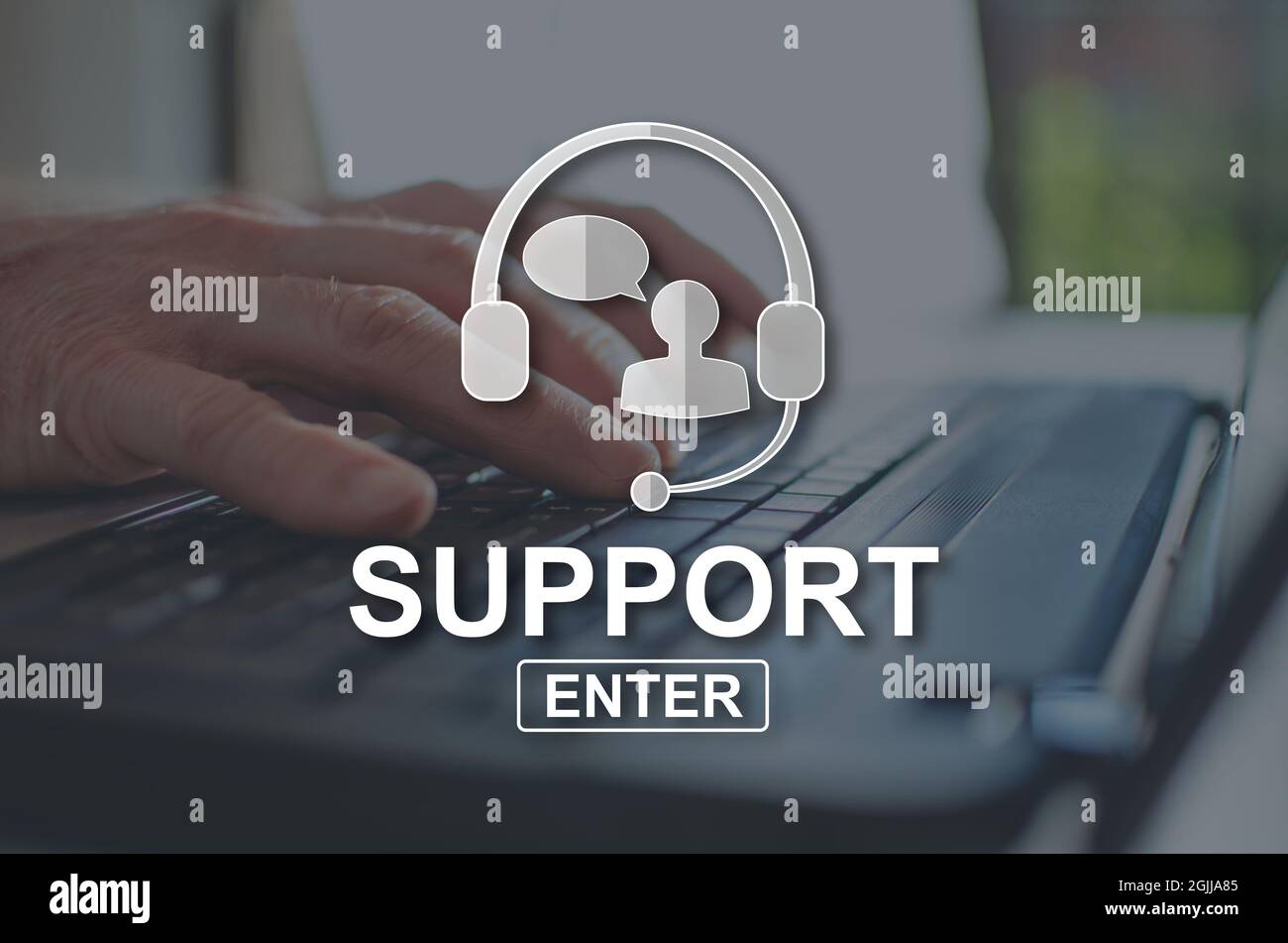 Support concept illustrated by a picture on background Stock Photo - Alamy