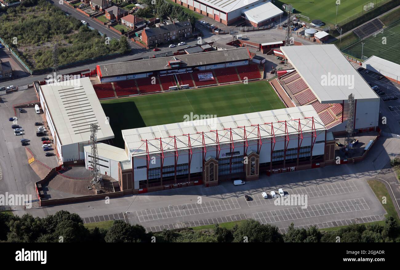 aerial view of Barnsley FC's Oakwell Stadium Stock Photo