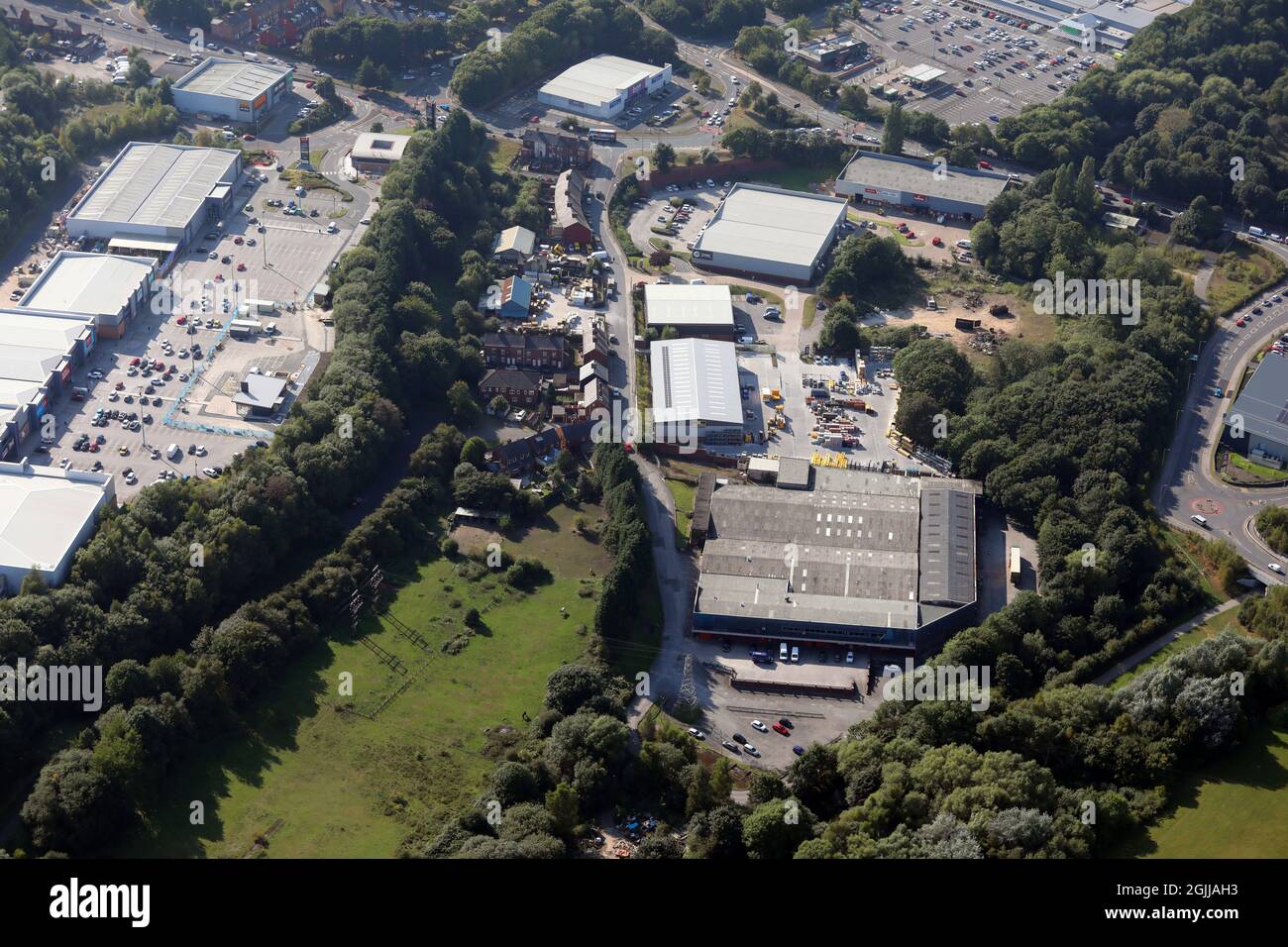 aerial view of industry and business on Twibell Street, Barnsley Stock Photo