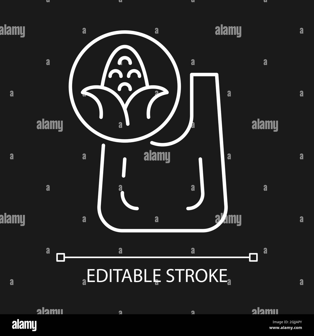 Compostable bag made from corn white linear icon for dark theme Stock Vector