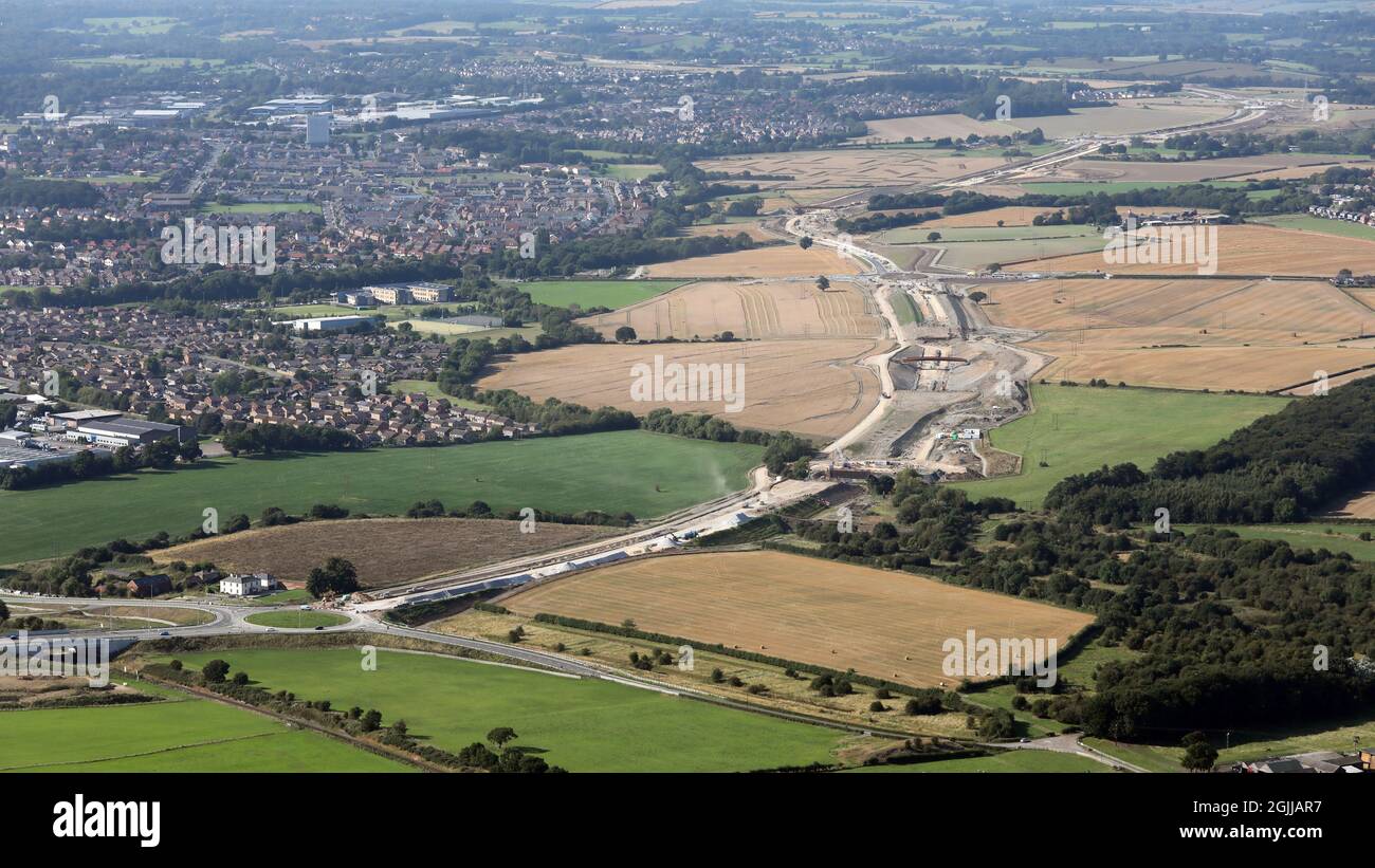 aerial view of Leeds outer ring road under construction, this image taken looking north Stock Photo