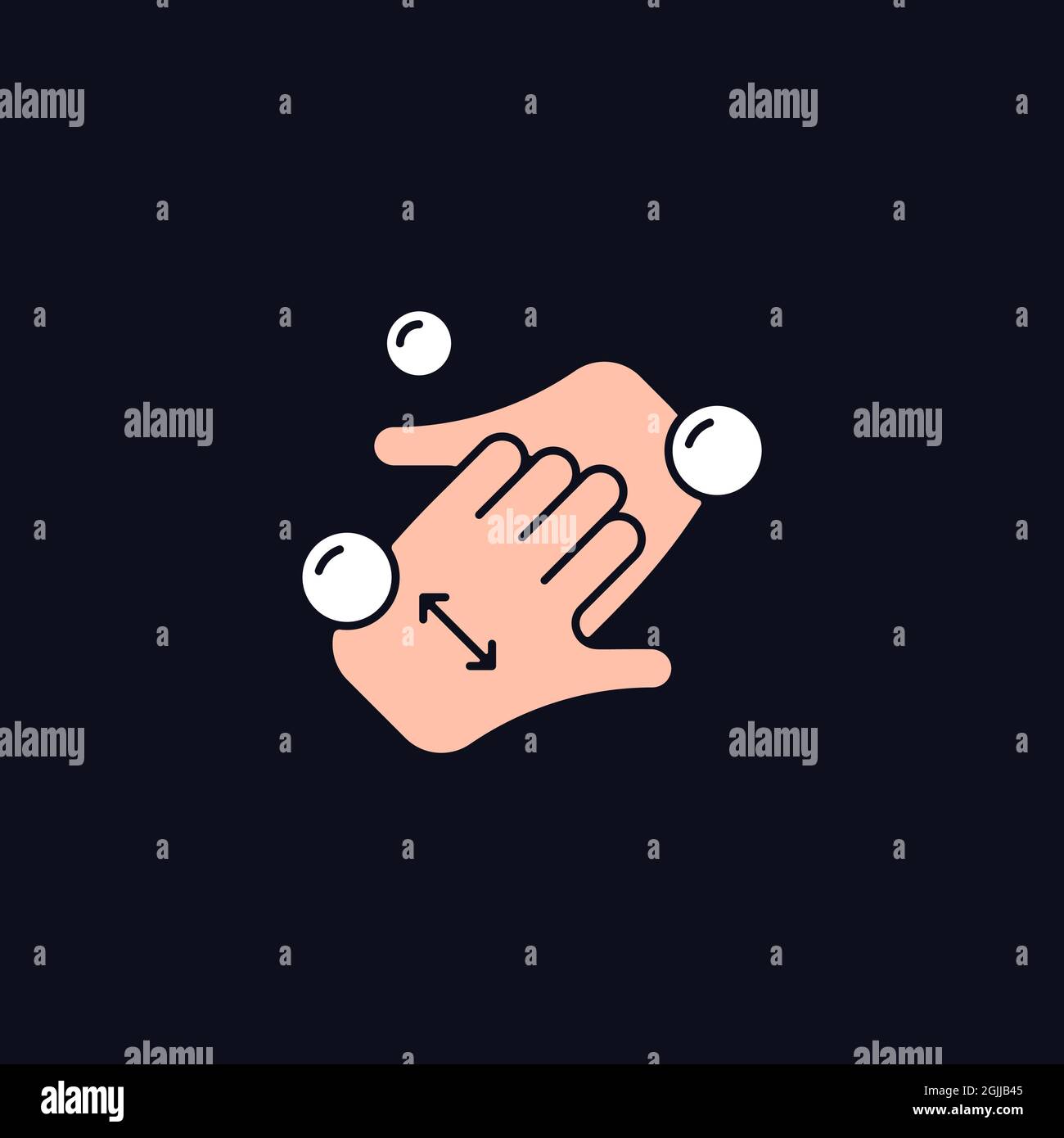Cup fingers RGB color icon for dark theme Stock Vector