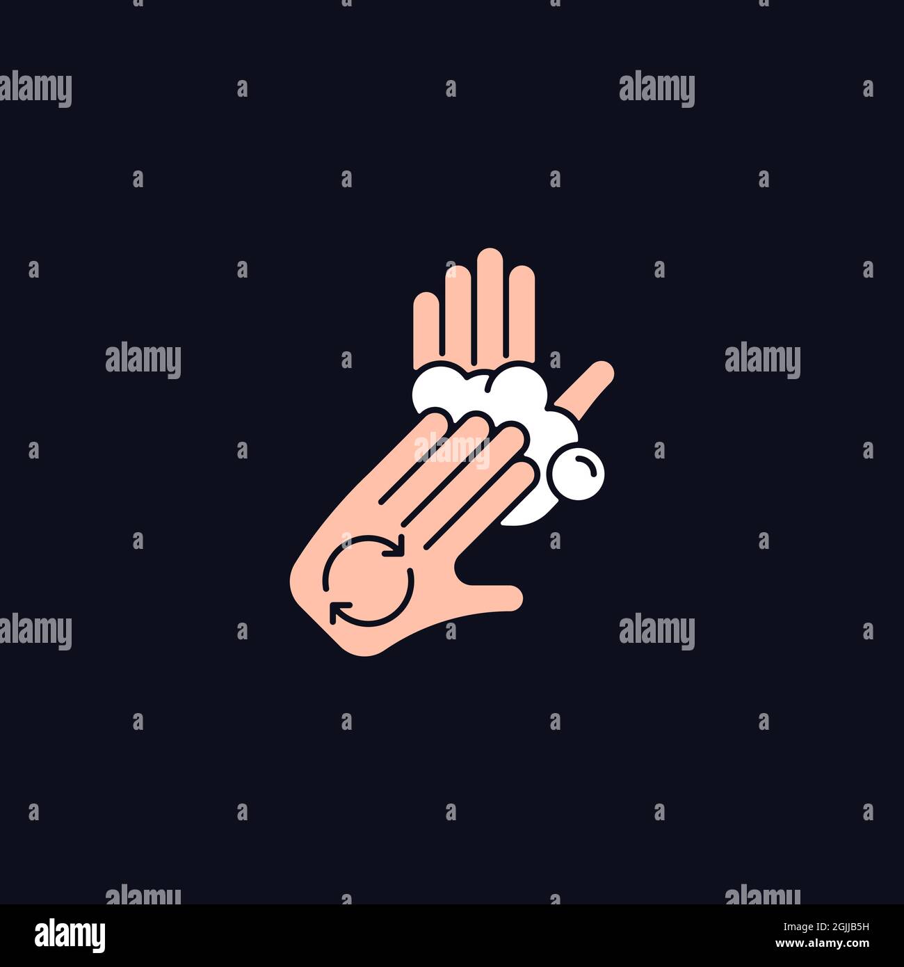 Rub palms with fingers RGB color icon for dark theme Stock Vector