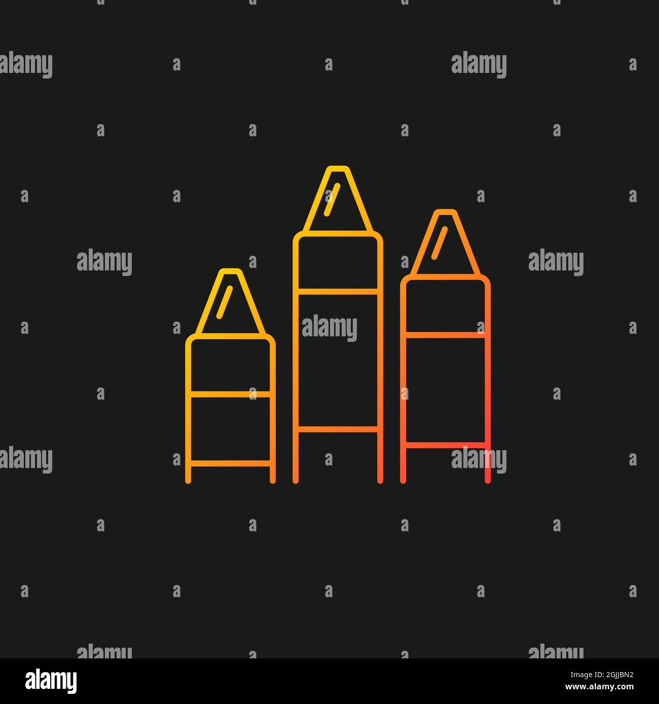 Crayons gradient vector icon for dark theme Stock Vector