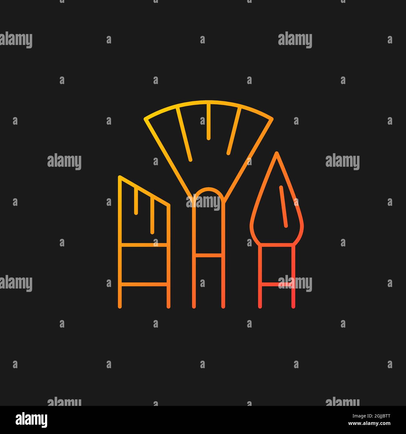 Paintbrushes gradient vector icon for dark theme Stock Vector
