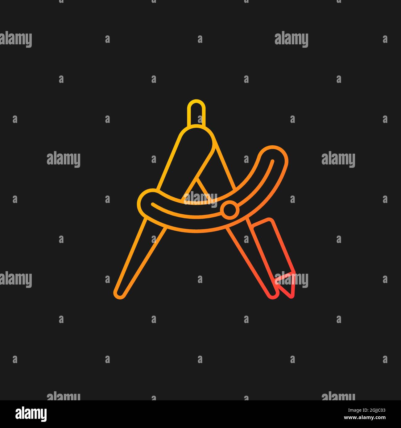 Compass tool gradient vector icon for dark theme Stock Vector