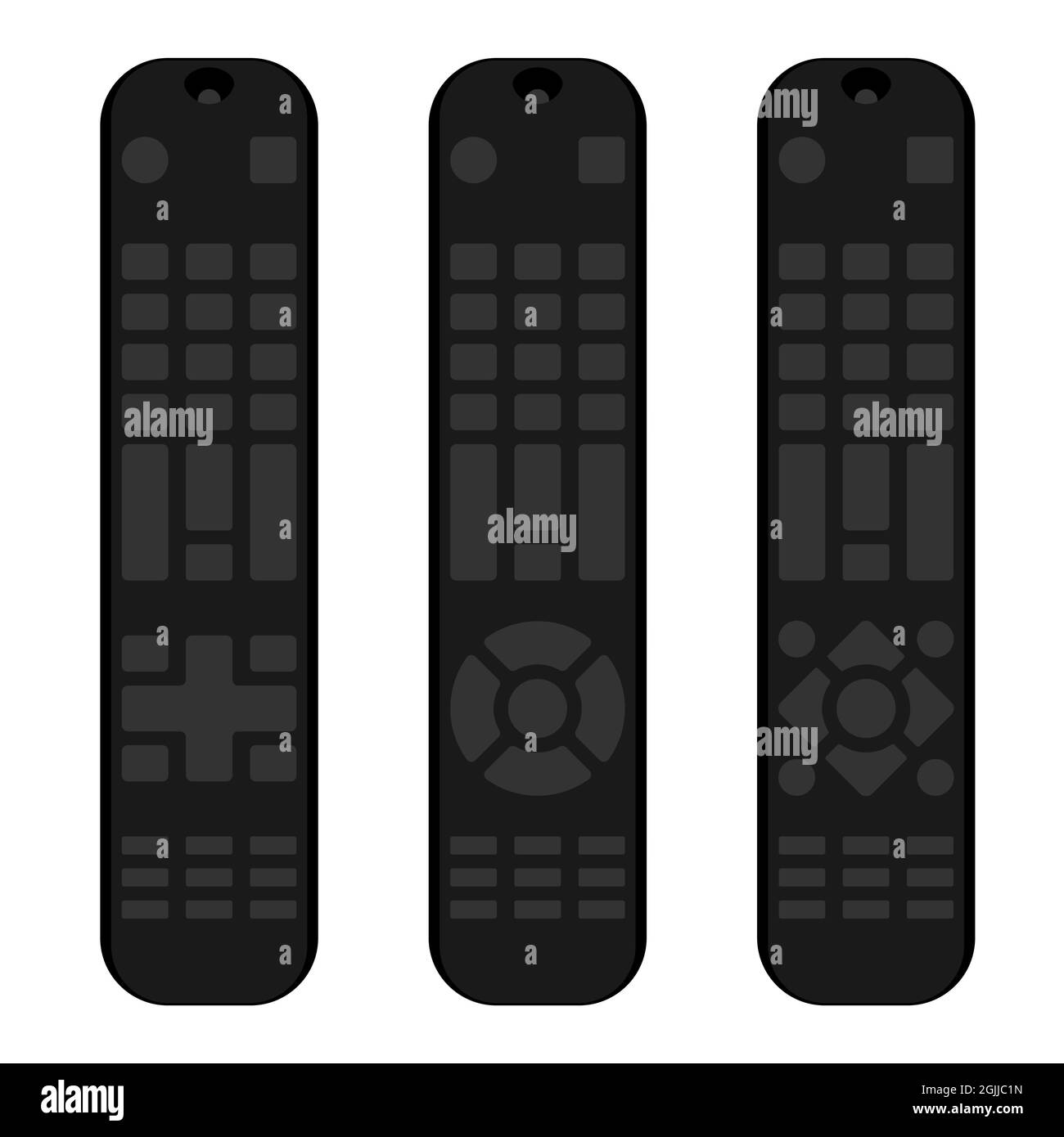 Set of Control tv panel. Remote control of electronic devices. Simple black white vector
