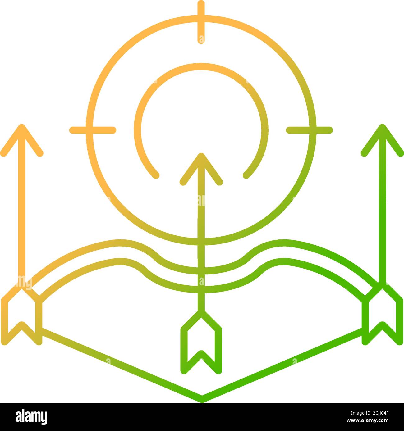 Bow and arrow hunting gradient linear vector icon Stock Vector