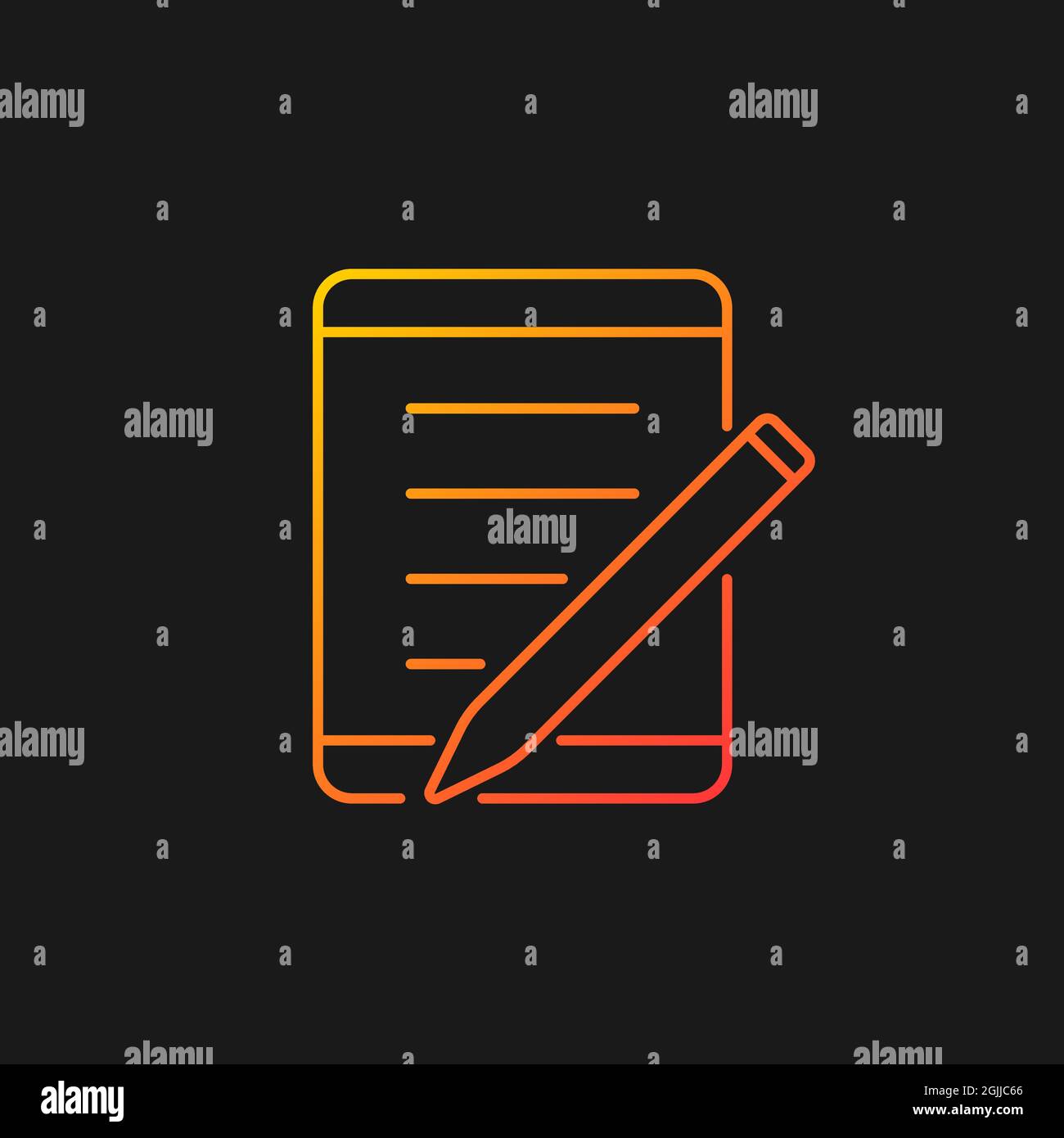 Tablet for school gradient vector icon for dark theme Stock Vector