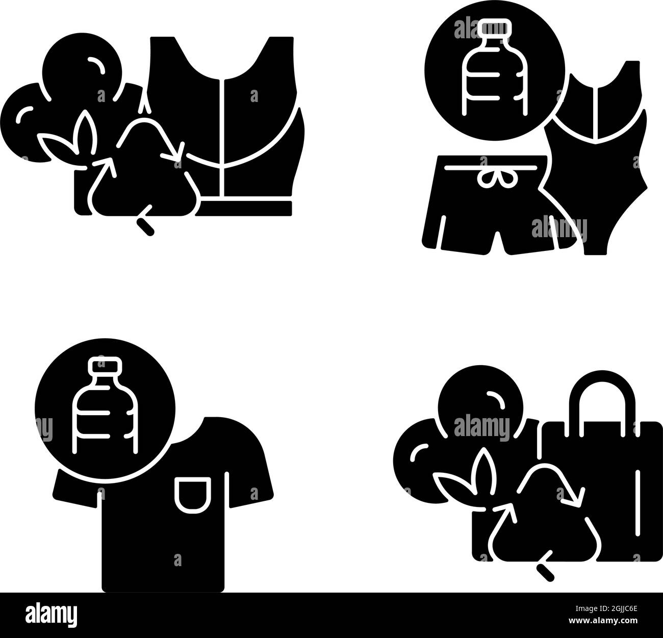 Lessening impact on environment black glyph icons set on white space ...