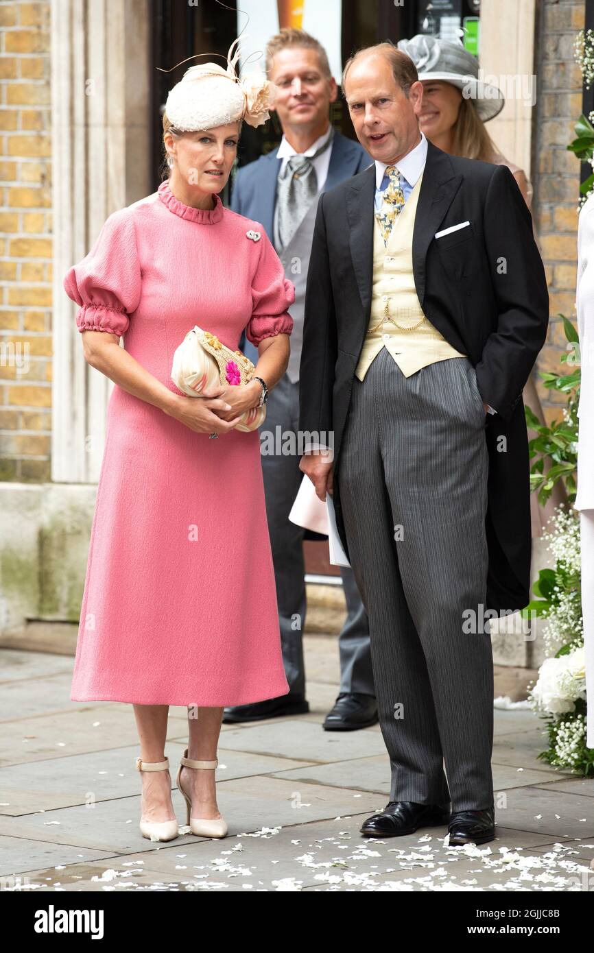 September 10, 2021, London, UK Sophie, Countess of Wessex and Prince Edward at the Wedding of Flora Ogilvy and Timothy Vesterberg at St George's Chapel, Piccadilly, London. Credit: Doug Peters/EMPICS/Alamy Live News Stock Photo