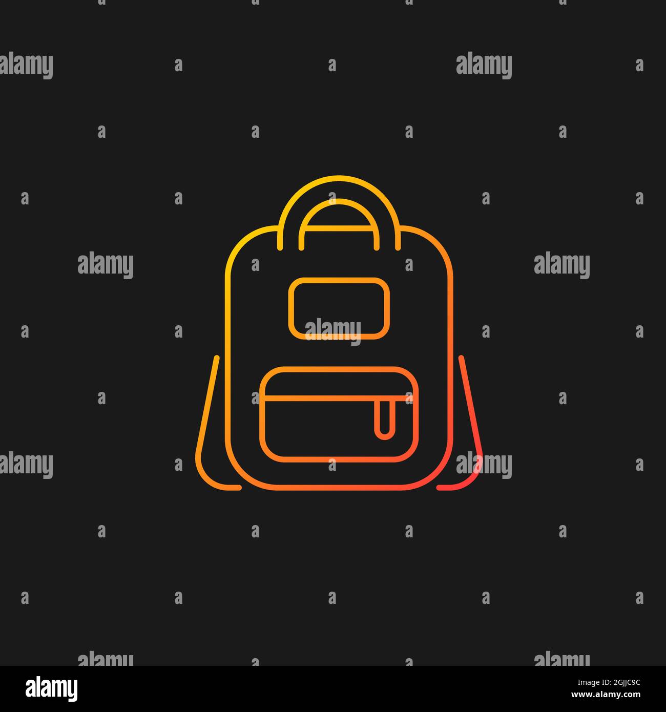 Schoolbag gradient vector icon for dark theme Stock Vector