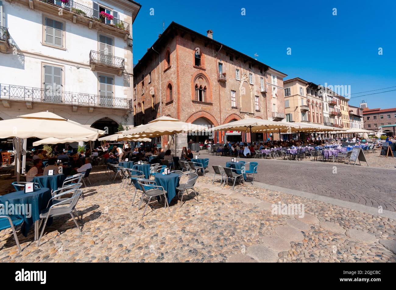 Italy, Lombardy, Pavia, Piazza della Vittoria Square, Restaurant Stock Photo