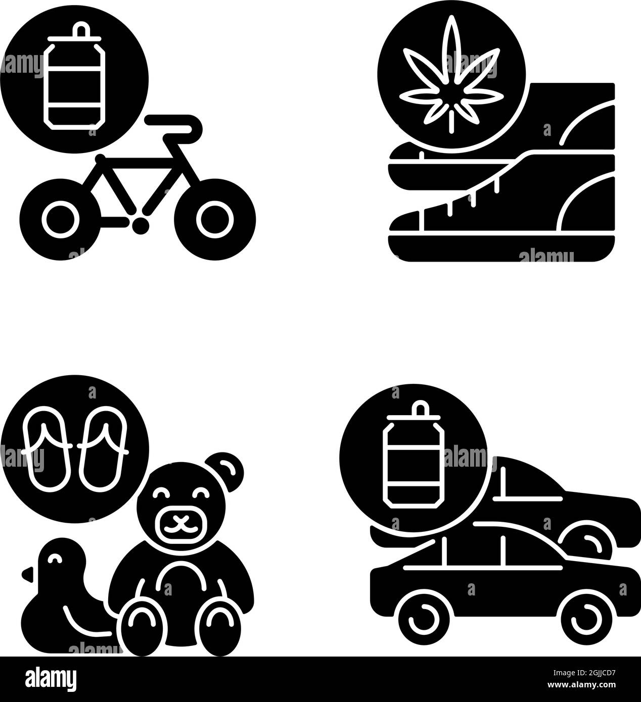 Recycling business black glyph icons set on white space Stock Vector ...