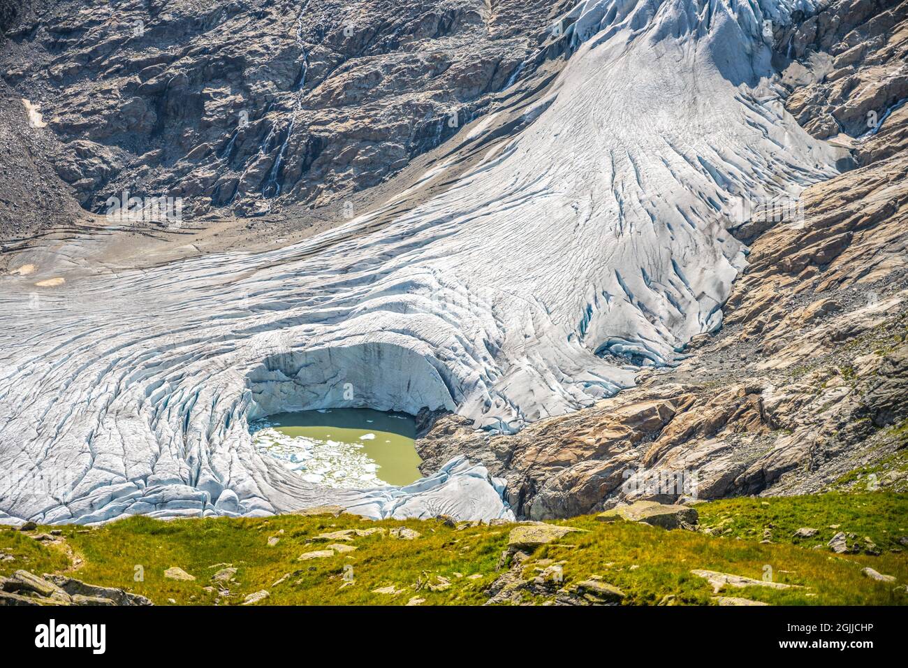 Mountain glacier in Austrian Alps. Schlaten Glacier, German ...