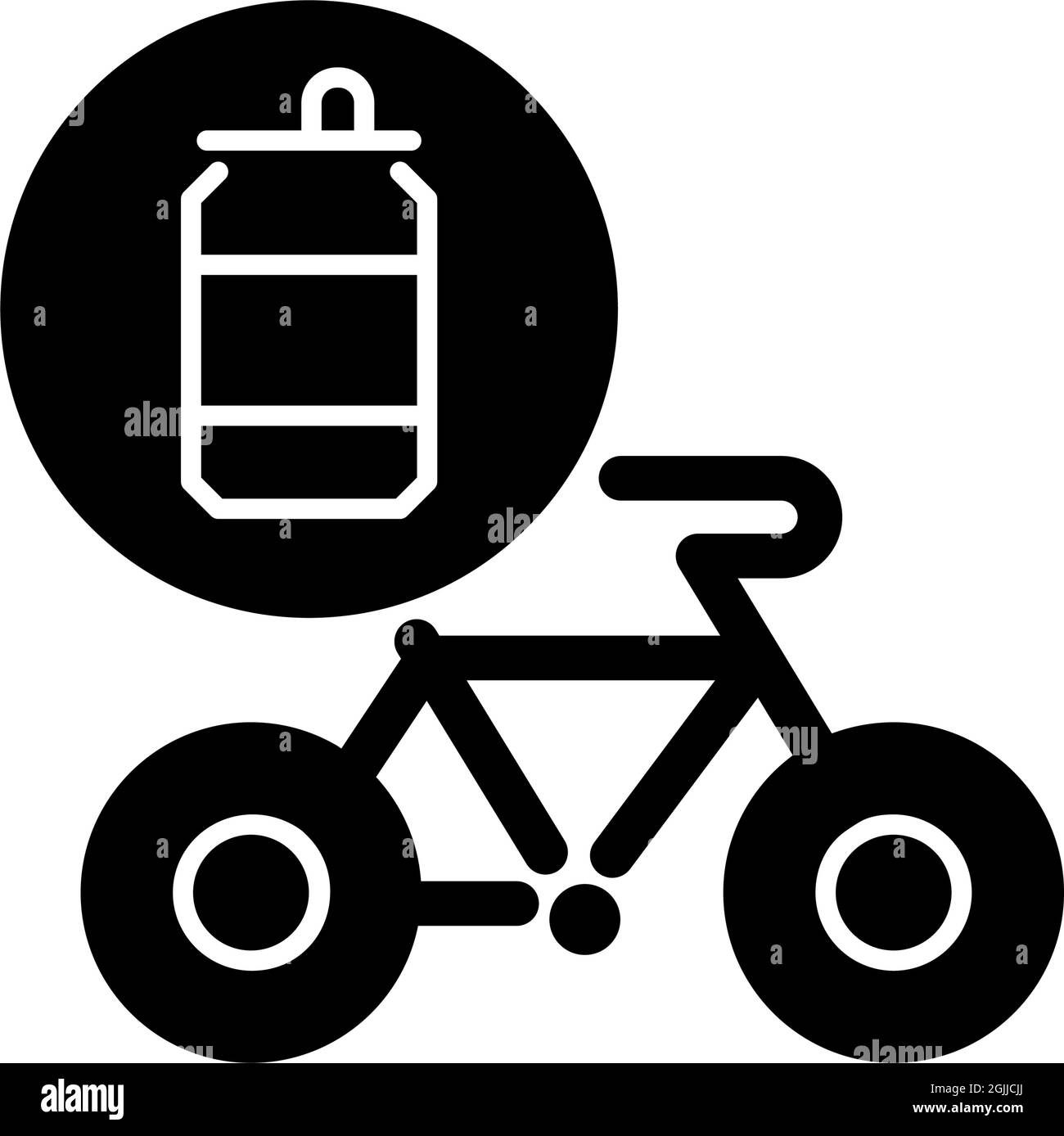 Bicycles made from steel cans black glyph icon Stock Vector