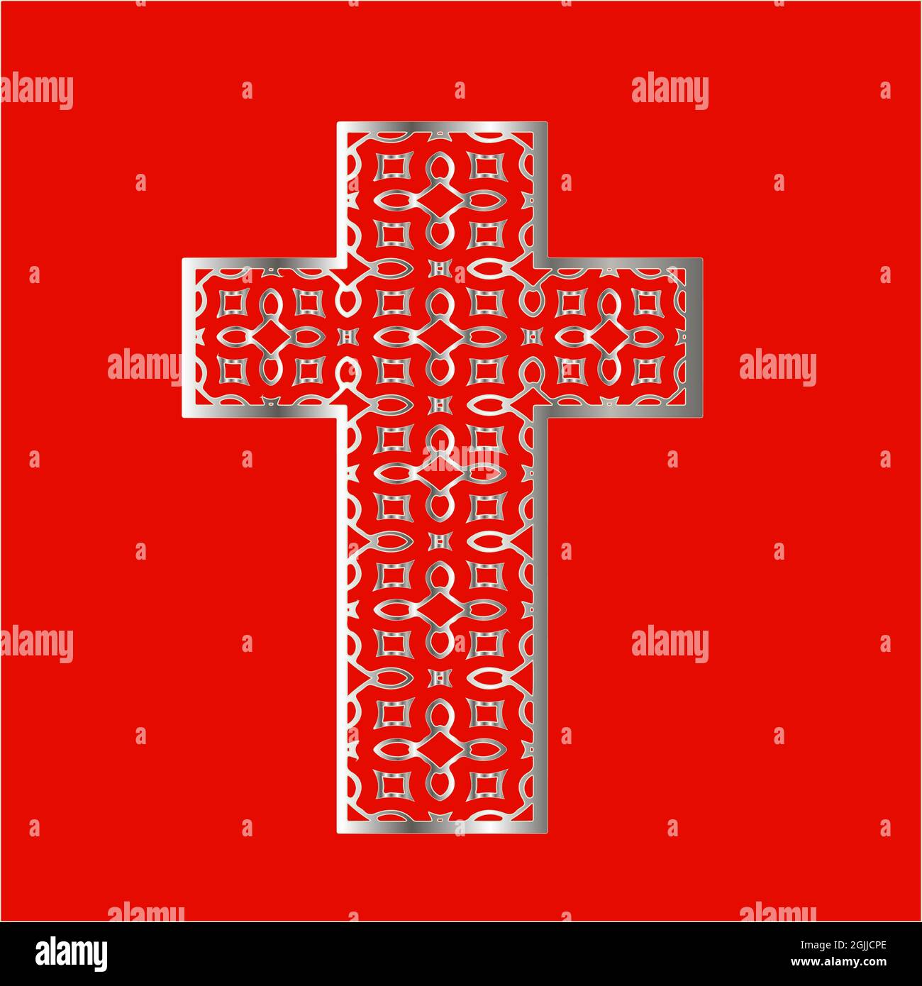Abstract Red Cross Pattern cross with patterns of metal on a red background Stock Vector Image ...