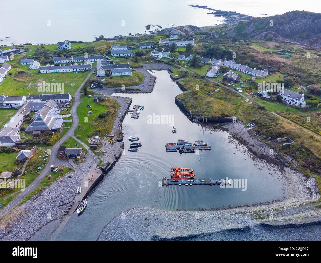 Small harbour on Easdale Island ,one of the slate islands, Argyll and Bute, Scotland, UK Stock Photo